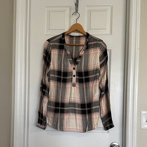 Maurices Pink and Black Plaid Shirt